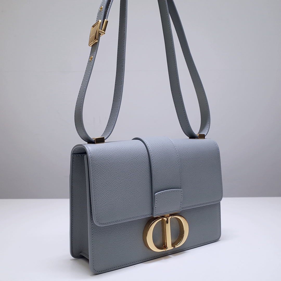 30 Montaigne Bag Grey Grained Calfskin